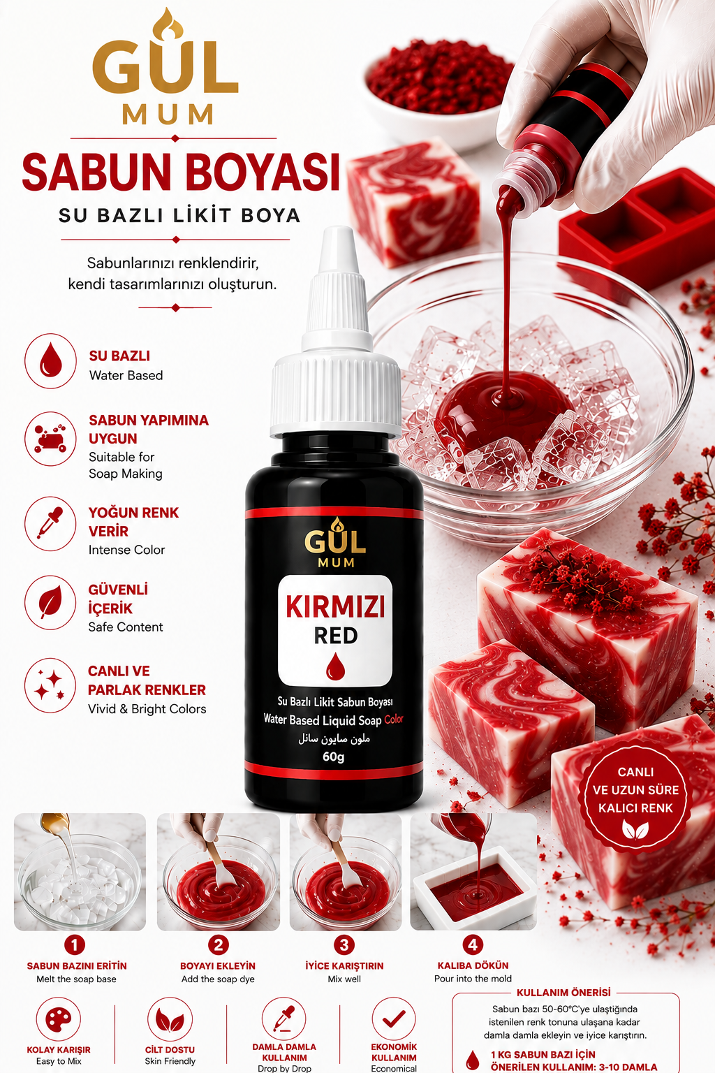 KIRMIZI SABUN BOYASI 60 GR
