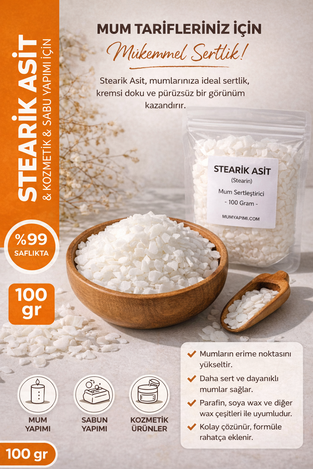 Stearic Acid (Stearik Asit) 1 KG