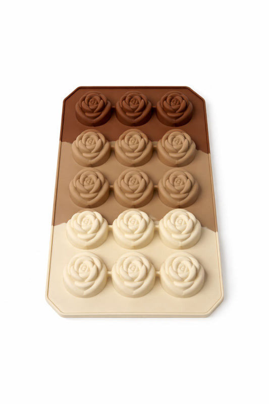 Mini gül  Silikon Mum Kalıbı – 15 Gözlü Dekoratif Mini Mum Kalıbı 3x3 cm