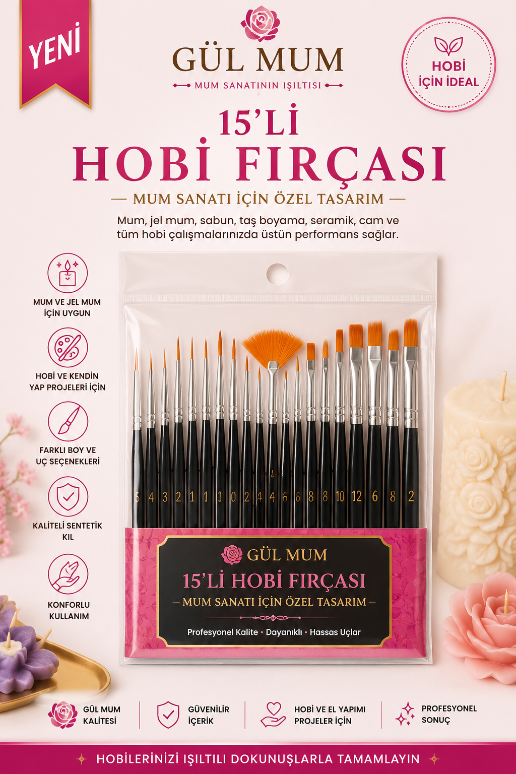15 Lİ HOBİ FIRÇA SETİ