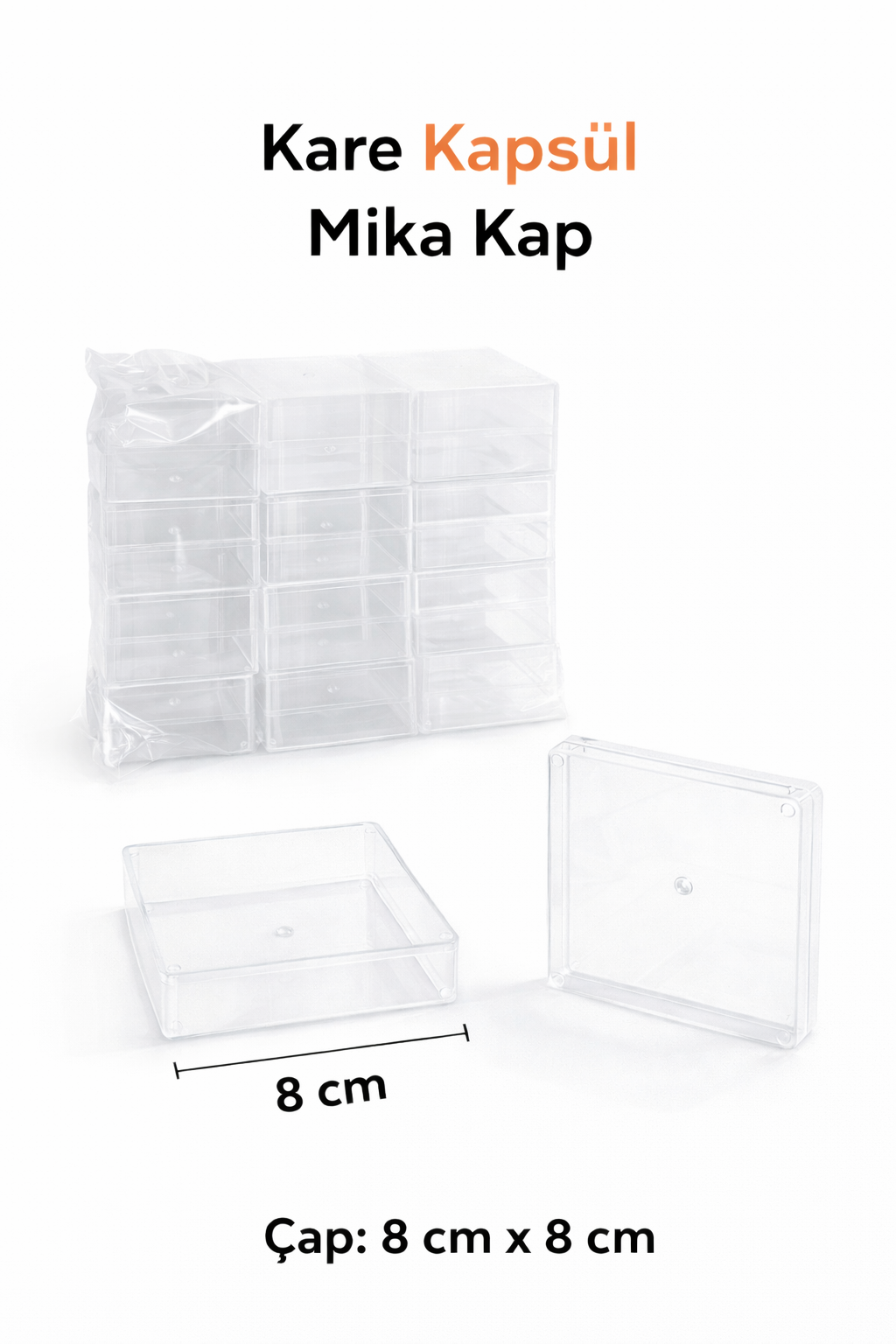Kare Mika Kabsul Kap 12 Adet   8cm*8cm