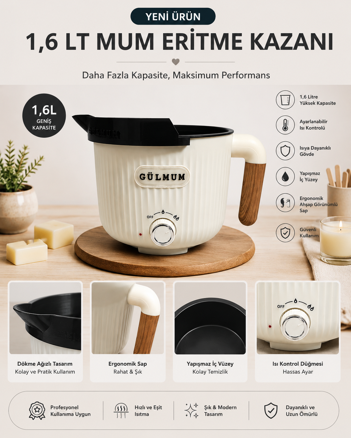 MUM ERİTME KAZANI 1,6 LT