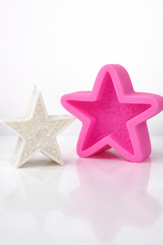 Desenli Yıldız Figürlü Silikon Mum Kalıbı