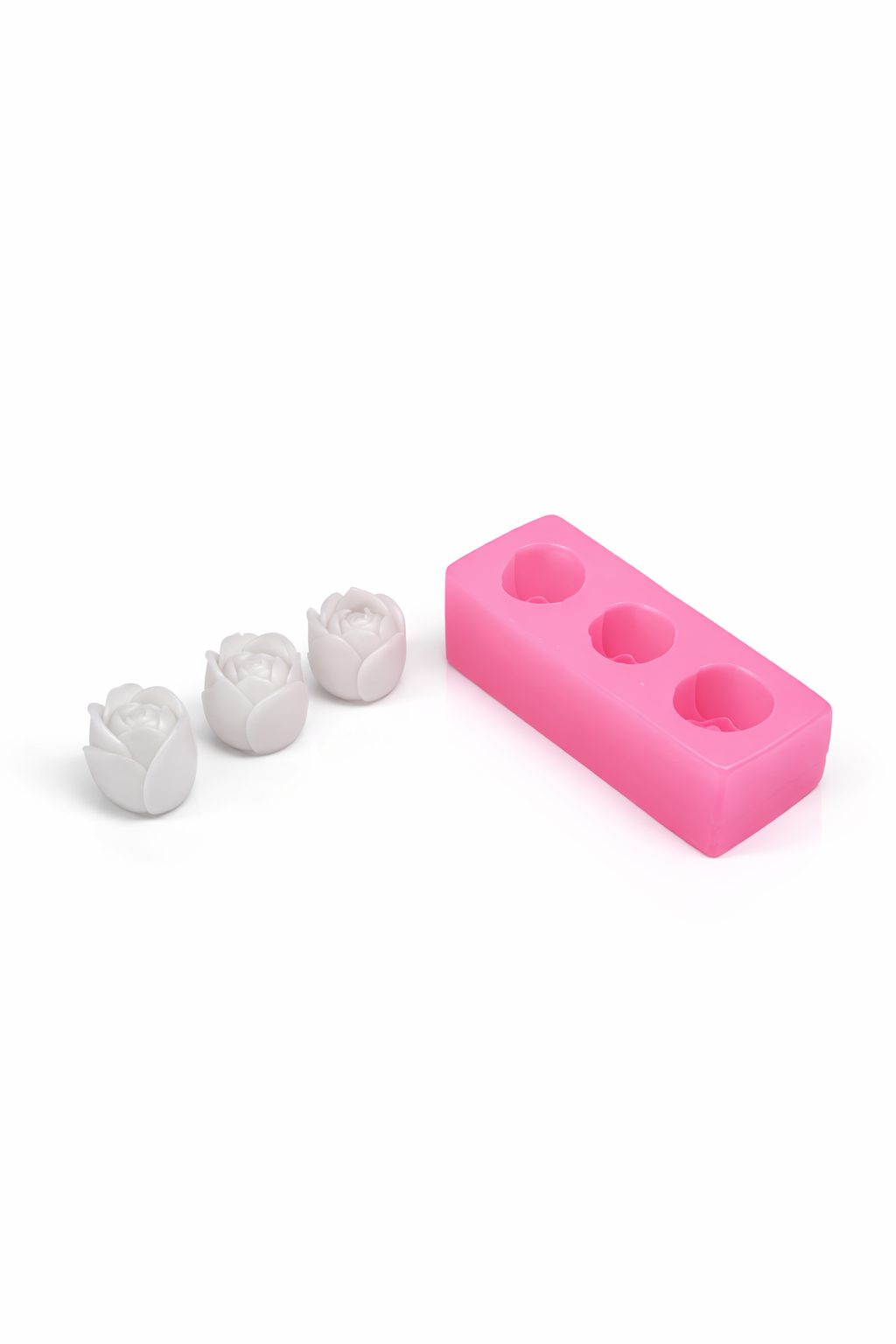3’lü Mini Gül Mum Silikon Kalıbı – 3D Dekoratif Çiçek Mum Yapımı İçin Esnek Kalıp