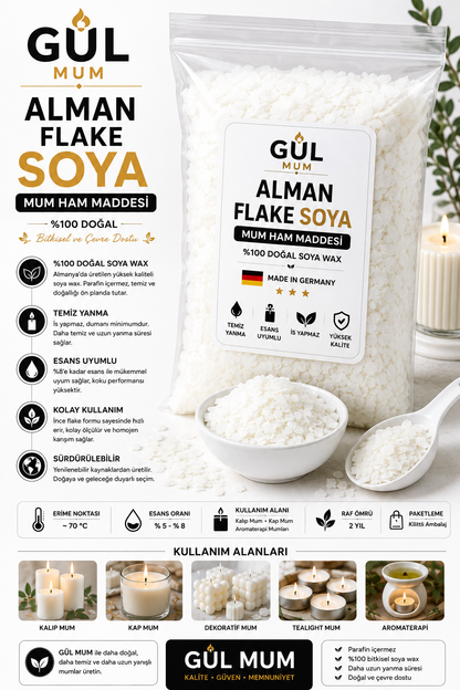 50 KG Alman Soya Wax Flake Yaprak Beyaz