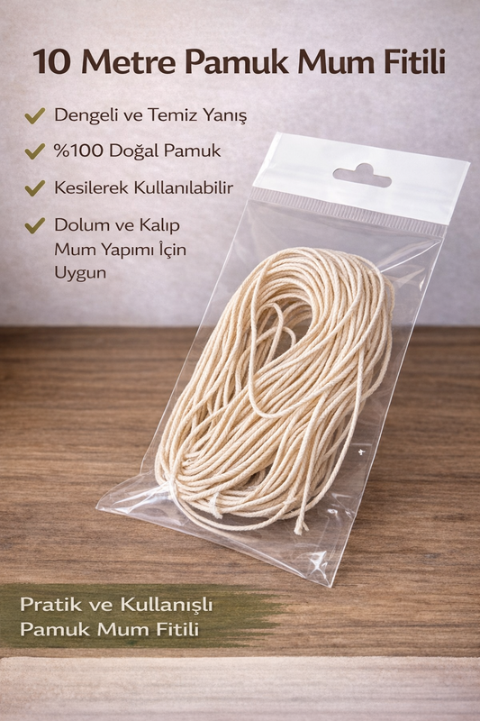10 Metre Pamuk Mum Fitili (Ham Fitil)