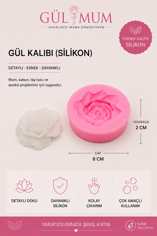 Gül Silikon Mum Kalıbı 7