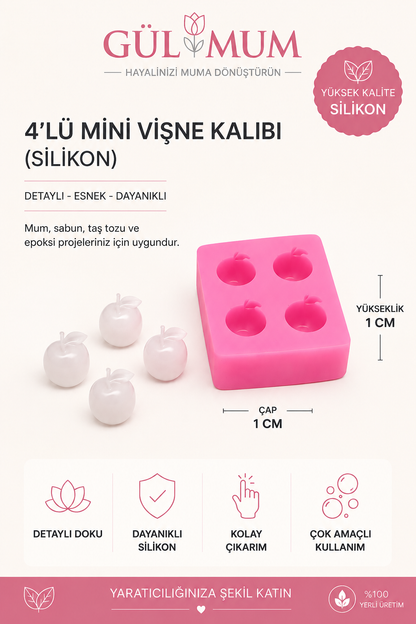 Vişne Şekilli Mum Kalıbı (4 Gözlü)