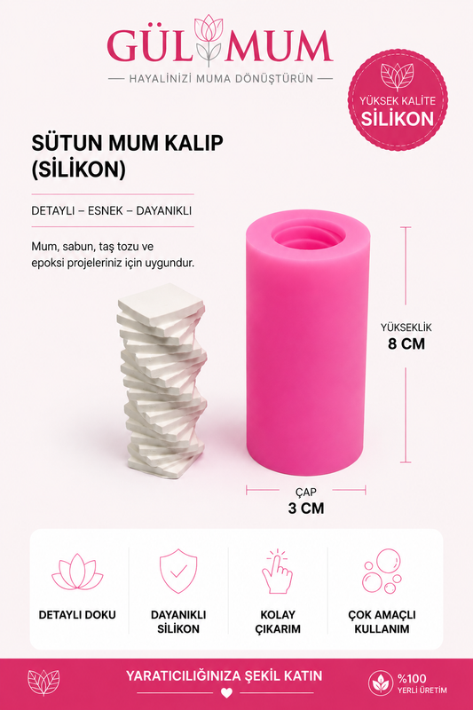 Kısa Sütün Mum Silikon Kalıp GM :