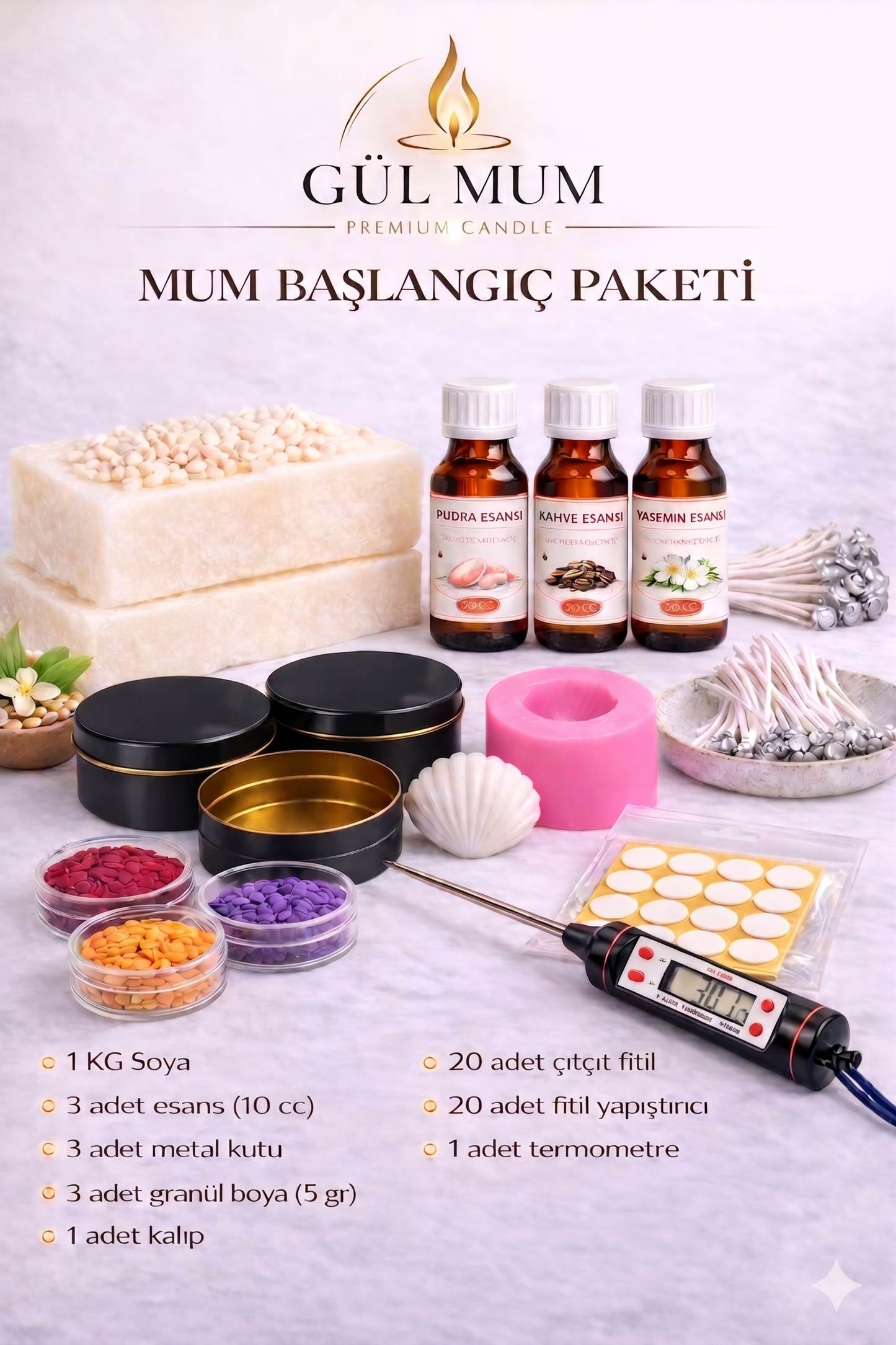 Soyawax Mum Yapım Seti (Başlangıç Kiti)