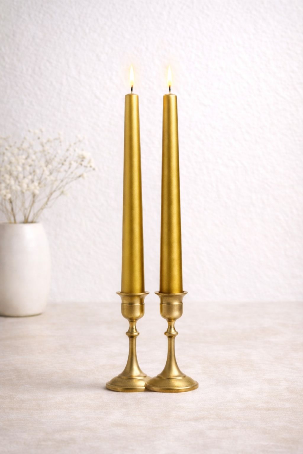 Gold Metalik şamdan mum 2 ad