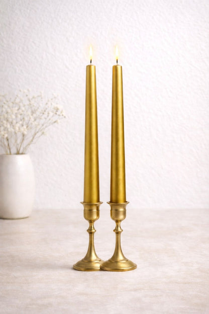 Gold Metalik şamdan mum 2 ad
