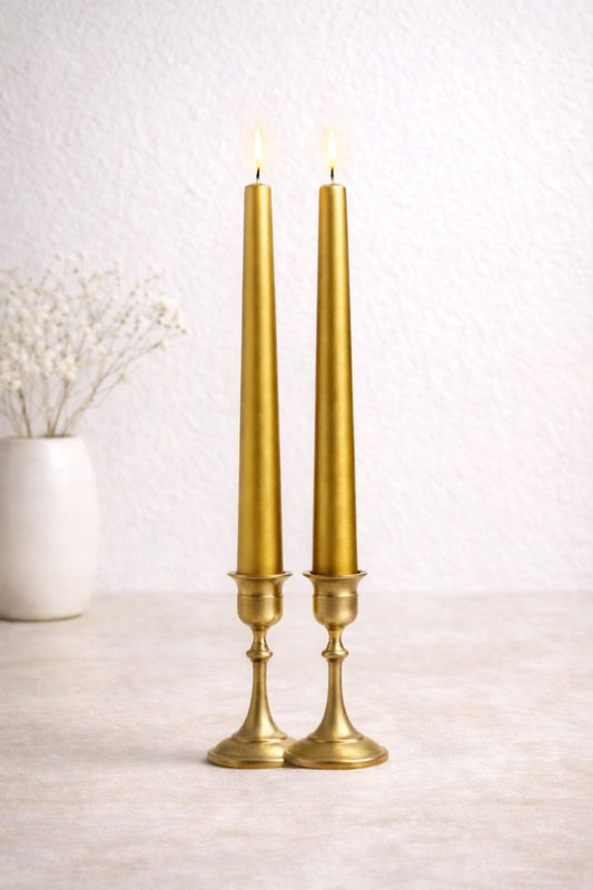 Gold Metalik şamdan mum 2 ad