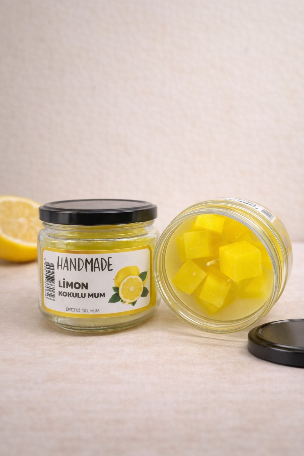 Limon kokulu kavanoz mum